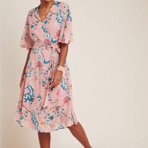 Anthropologie Maeve Adelaide Floral Flowy Wrap Dress Size XS
